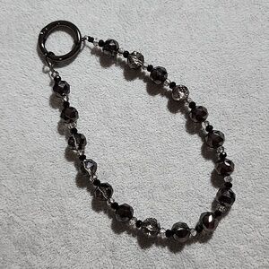 Delicate Black Crystal Beaded Phone Bracelet